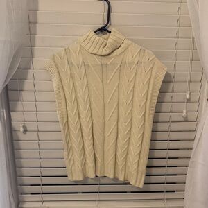 SHEIN Cream Sleeveless Turtleneck Sweater